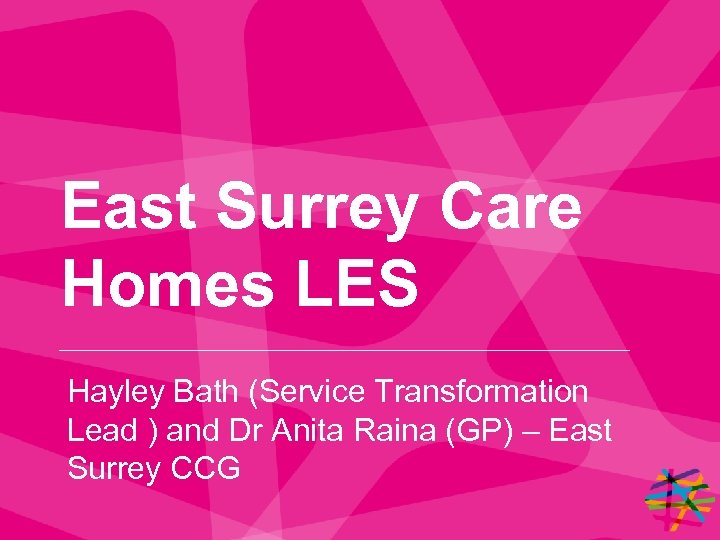 East Surrey Care Homes LES Hayley Bath (Service Transformation Lead ) and Dr Anita