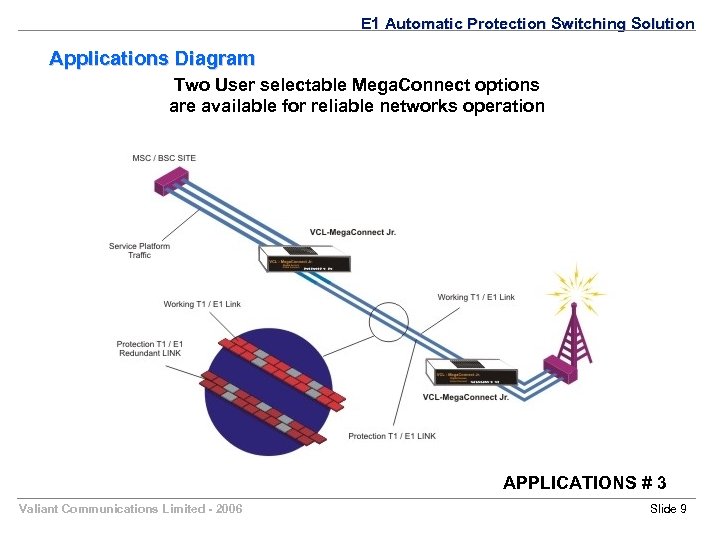 E 1 Automatic Protection Switching Solution Applications Diagram Two User selectable Mega. Connect options