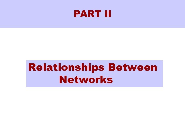 PART II Relationships Between Networks 