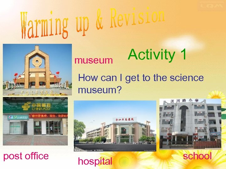 museum Activity 1 How can I get to the science museum? post office hospital