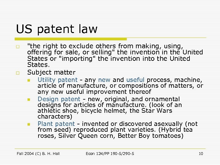US patent law o o 