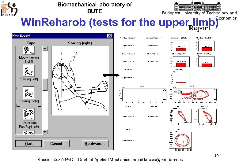 Biomechanical laboratory of BUTE Budapest University of Technology and Economics Win. Reharob (tests for