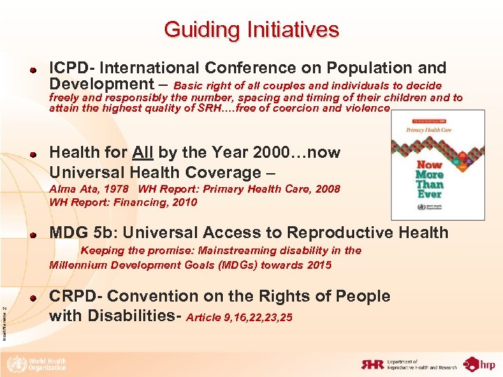 Guiding Initiatives ICPD- International Conference on Population and Development – Basic right of all