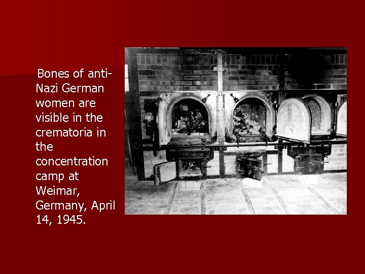  Bones of anti. Nazi German women are visible in the crematoria in the