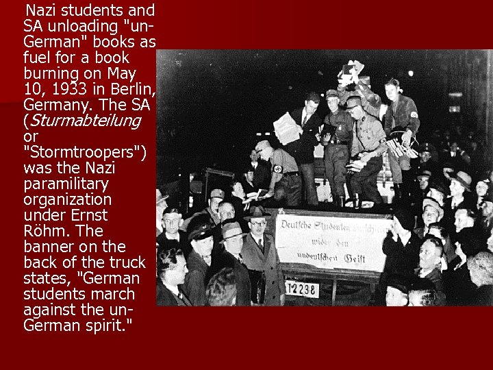  Nazi students and SA unloading 