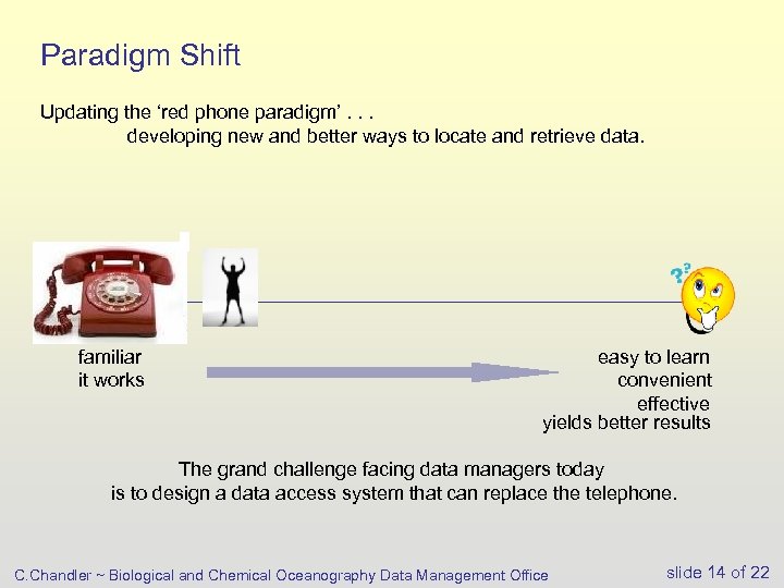 Paradigm Shift Updating the ‘red phone paradigm’. . . developing new and better ways