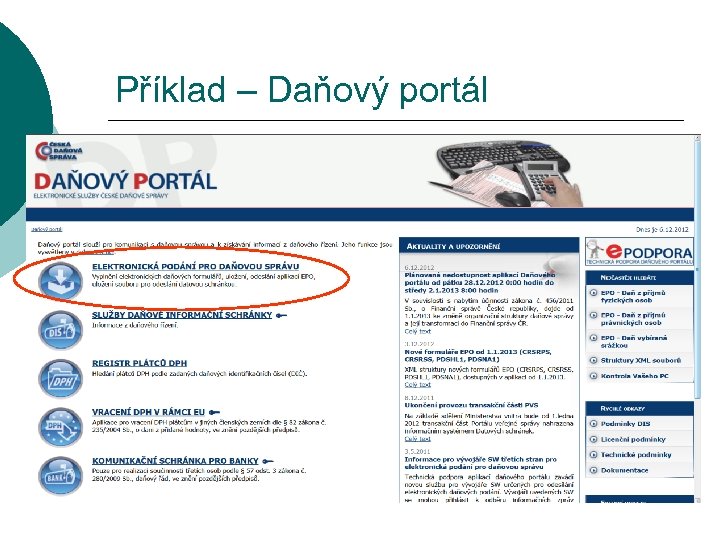 Příklad – Daňový portál 