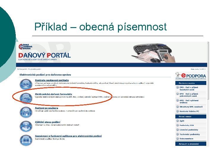 Příklad – obecná písemnost 