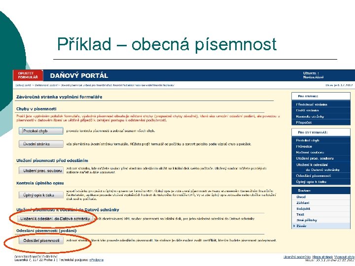 Příklad – obecná písemnost 