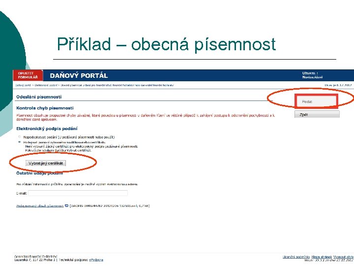 Příklad – obecná písemnost 