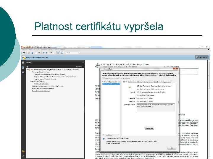 Platnost certifikátu vypršela 