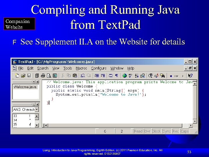 Compiling and Running Java Companion Website from Text. Pad F See Supplement II. A