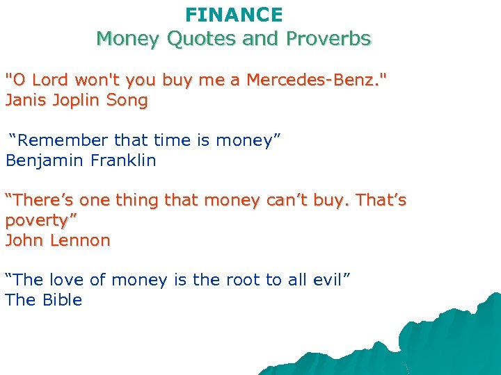 FINANCE Money Quotes and Proverbs 