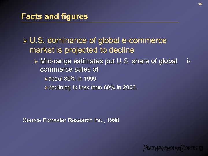 14 Facts and figures Ø U. S. dominance of global e-commerce market is projected