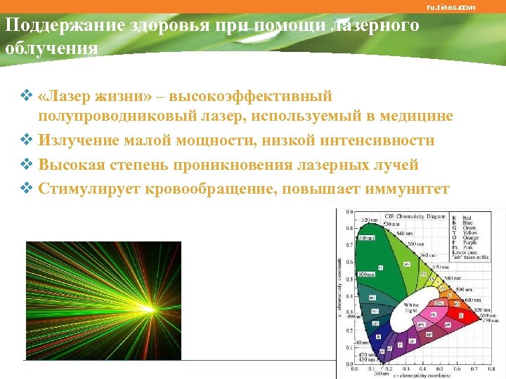 ru. tiens. com Поддержание здоровья при помощи лазерного облучения v «Лазер жизни» – высокоэффективный
