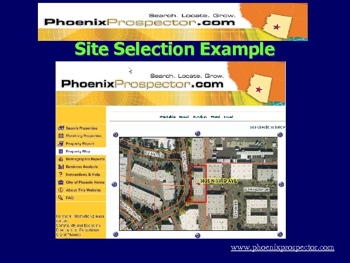 Site Selection Example www. phoenixprospector. com 