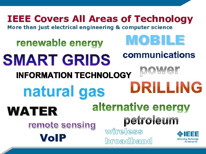 IEEE Covers All Areas of Technology More than just electrical engineering & computer science
