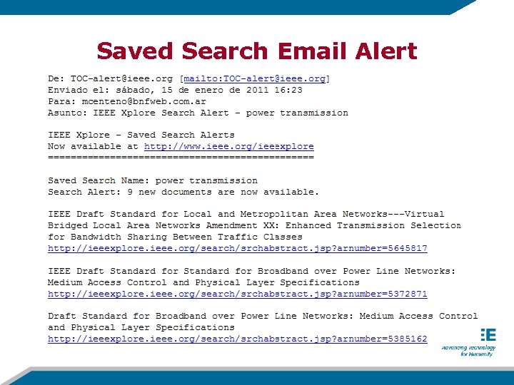Saved Search Email Alert 