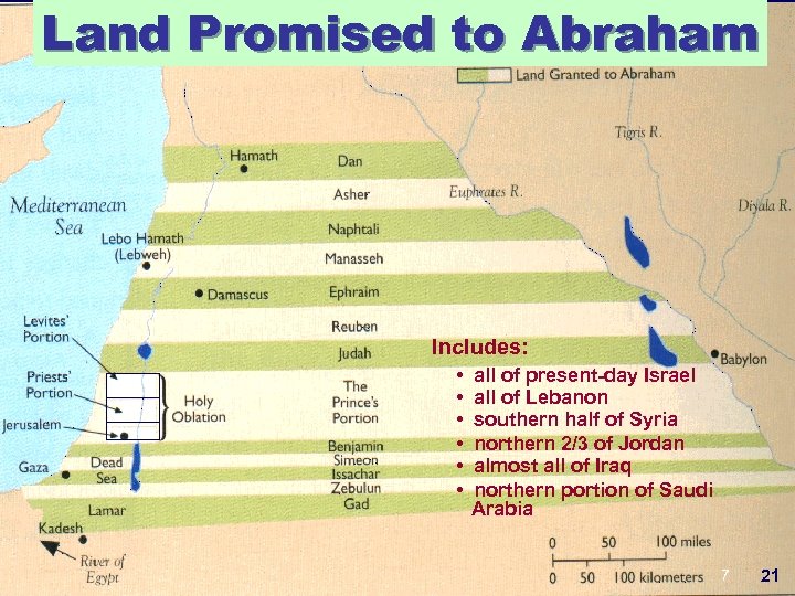 Land Promised to Abraham Includes: • • • all of present-day Israel all of