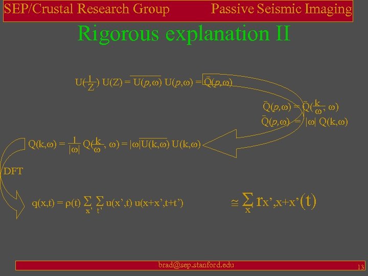 SEP/Crustal Research Group Passive Seismic Imaging Rigorous explanation II U( 1 ) U(Z) =