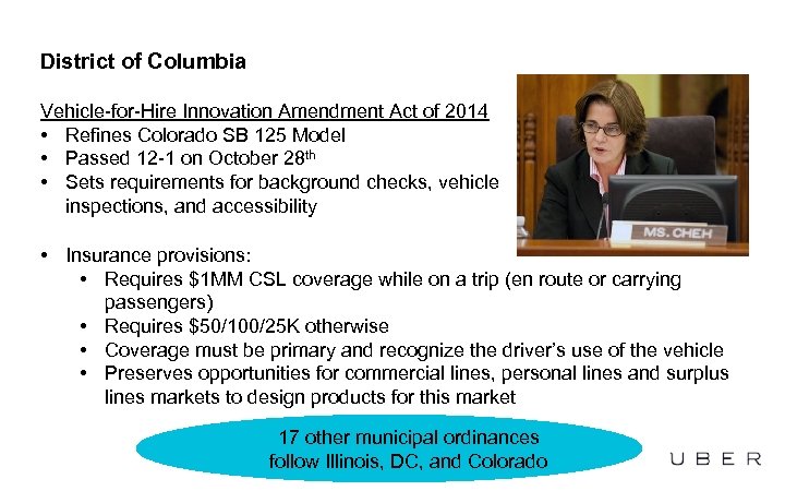 District of Columbia Vehicle-for-Hire Innovation Amendment Act of 2014 • Refines Colorado SB 125