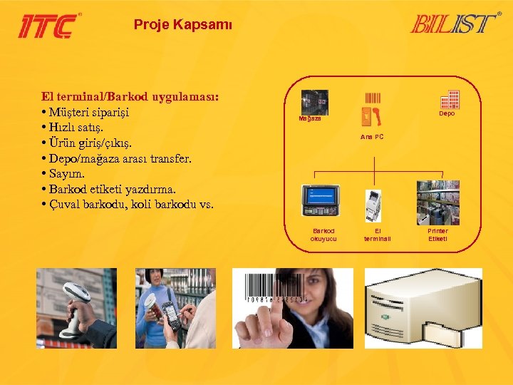 Proje Kapsamı El terminal/Barkod uygulaması: • Müşteri siparişi • Hızlı satış. • Ürün giriş/çıkış.