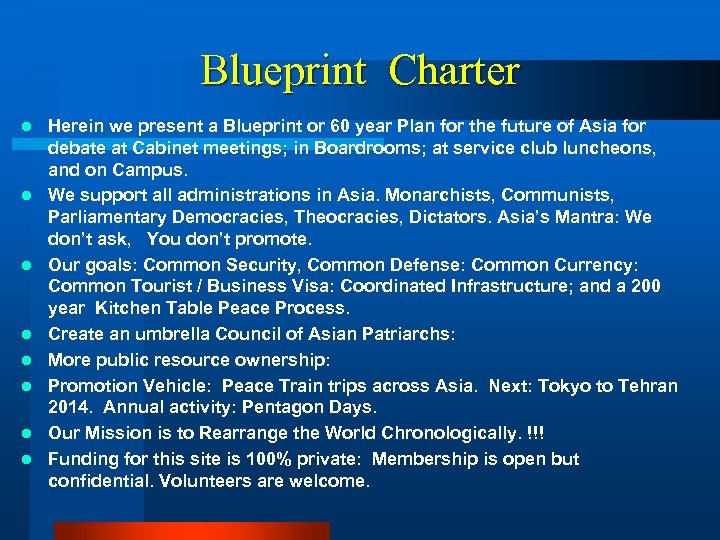 Blueprint Charter l l l l Herein we present a Blueprint or 60 year