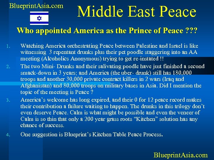 Blueprint. Asia. com Middle East Peace Who appointed America as the Prince of Peace