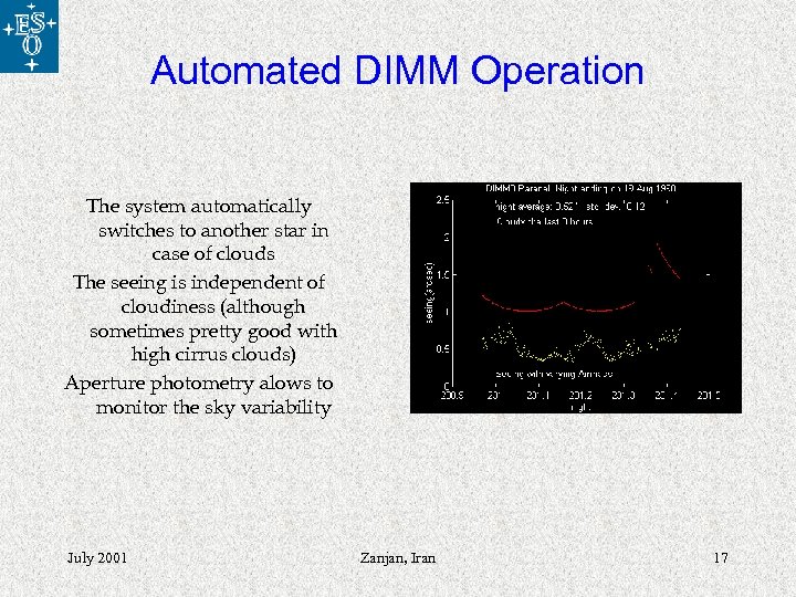 Automated DIMM Operation The system automatically switches to another star in case of clouds