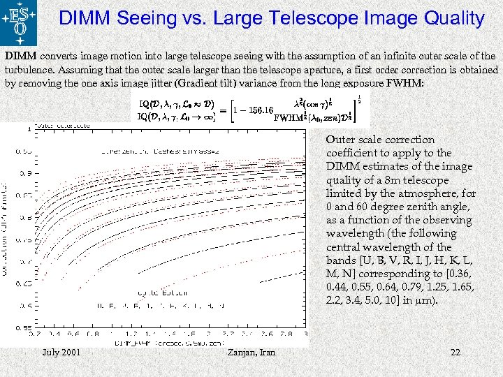 DIMM Seeing vs. Large Telescope Image Quality DIMM converts image motion into large telescope