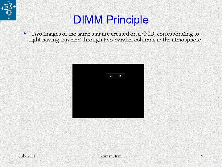 DIMM Principle • Two images of the same star are created on a CCD,