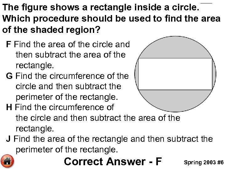 The figure shows a rectangle inside a circle. Which procedure should be used to