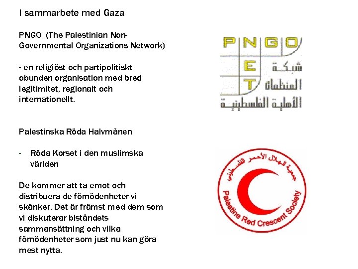 I sammarbete med Gaza PNGO (The Palestinian Non. Governmental Organizations Network) - en religiöst