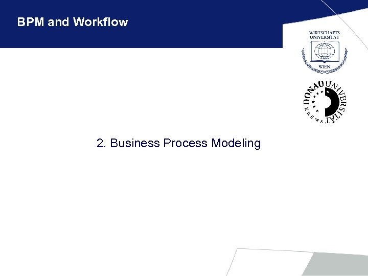 BPM and Workflow 2. Business Process Modeling 