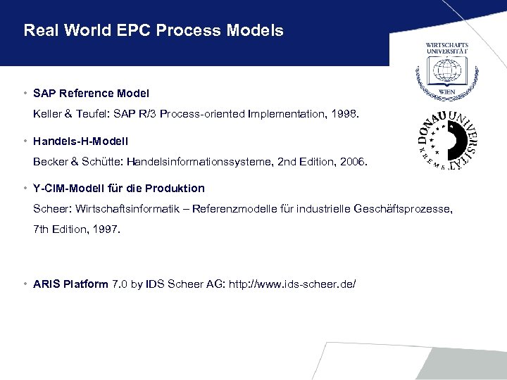 Real World EPC Process Models • SAP Reference Model Keller & Teufel: SAP R/3