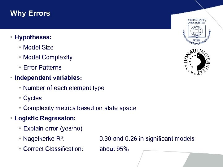 Why Errors • Hypotheses: • Model Size • Model Complexity • Error Patterns •