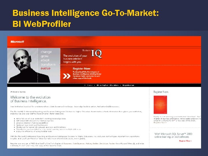 Business Intelligence Go-To-Market: BI Web. Profiler 