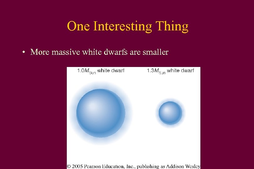One Interesting Thing • More massive white dwarfs are smaller 