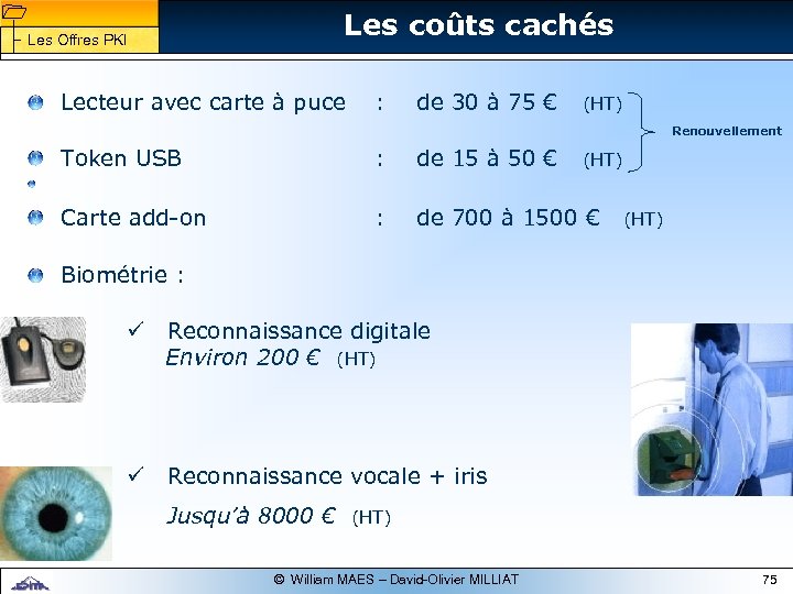1 1 Les coûts cachés Les Offres PKI Lecteur avec carte à puce :