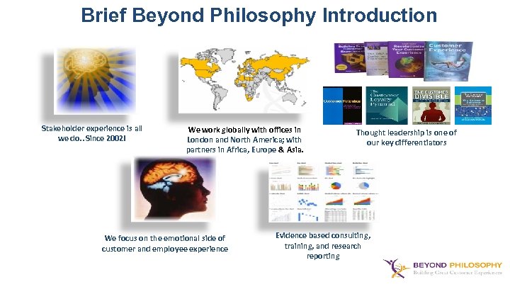 Brief Beyond Philosophy Introduction Stakeholder experience is all Customer Experience is we all we