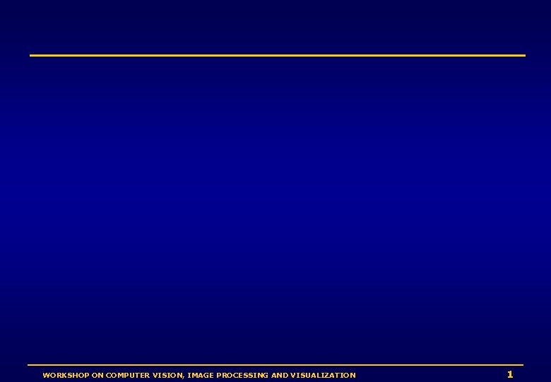 WORKSHOP ON COMPUTER VISION, IMAGE PROCESSING AND VISUALIZATION 1 