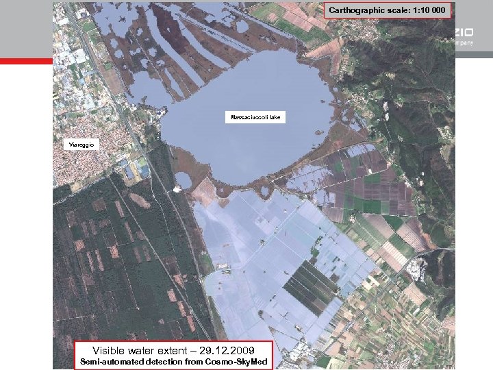 Carthographic scale: 1: 10 000 Massaciuccoli lake Viareggio Visible water extent – 29. 12.