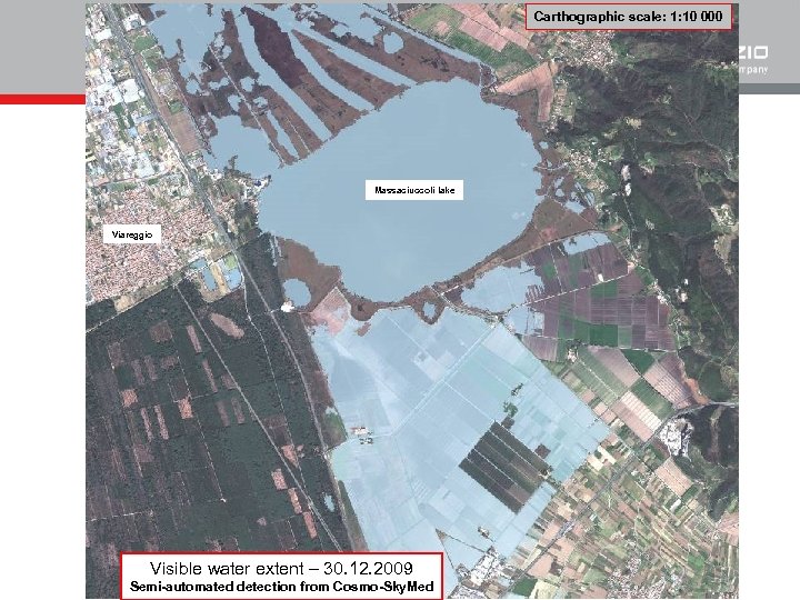 Carthographic scale: 1: 10 000 Massaciuccoli lake Viareggio Visible water extent – 30. 12.