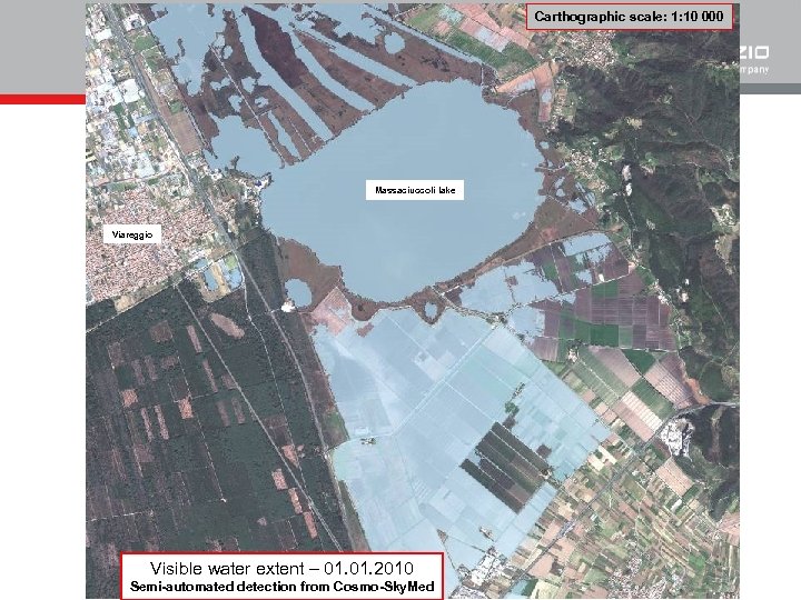 Carthographic scale: 1: 10 000 Massaciuccoli lake Viareggio Visible water extent – 01. 2010