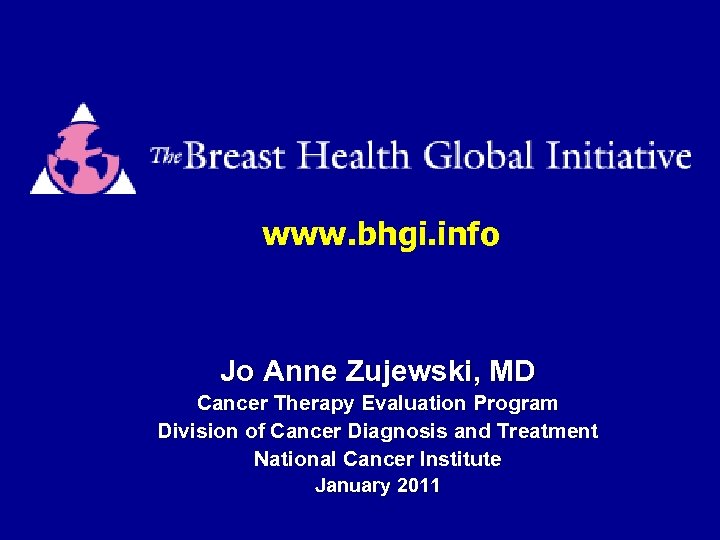 www. bhgi. info Jo Anne Zujewski, MD Cancer Therapy Evaluation Program Division of Cancer