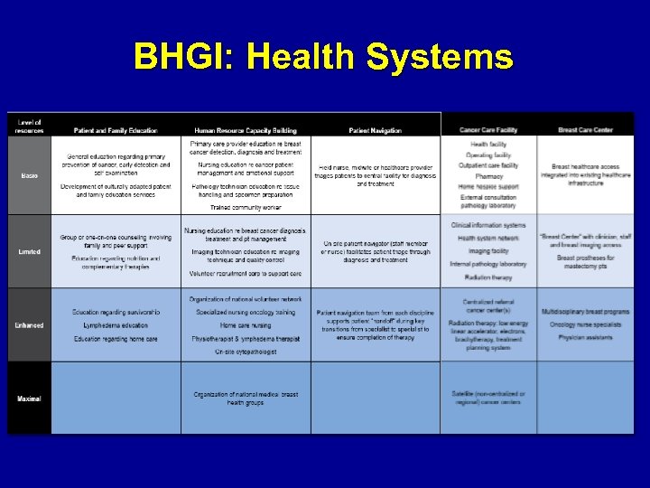 BHGI: Health Systems 