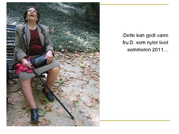 Dette kan godt være fru D. som nyter livet sommeren 2011… 