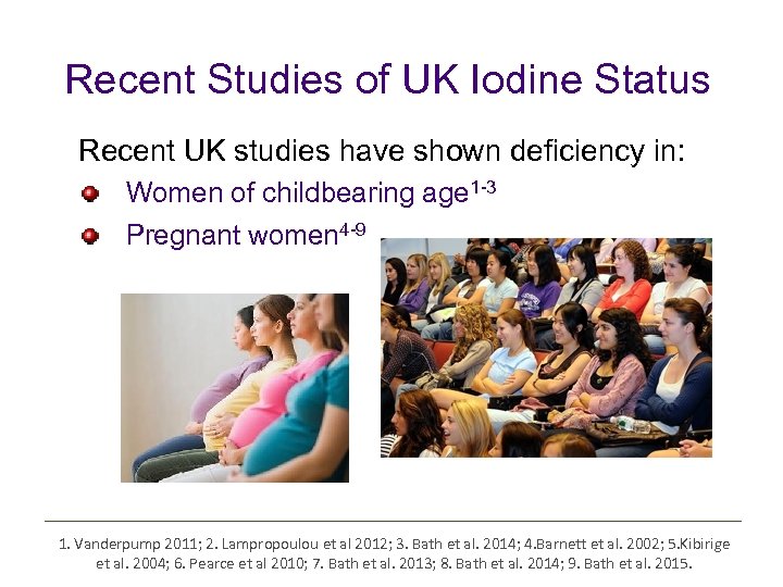 Recent Studies of UK Iodine Status Recent UK studies have shown deficiency in: Women