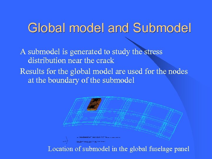 Global model and Submodel A submodel is generated to study the stress distribution near
