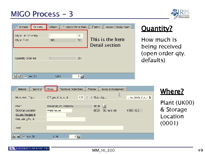 MIGO Process - 3 Quantity? This is the Item Detail section How much is